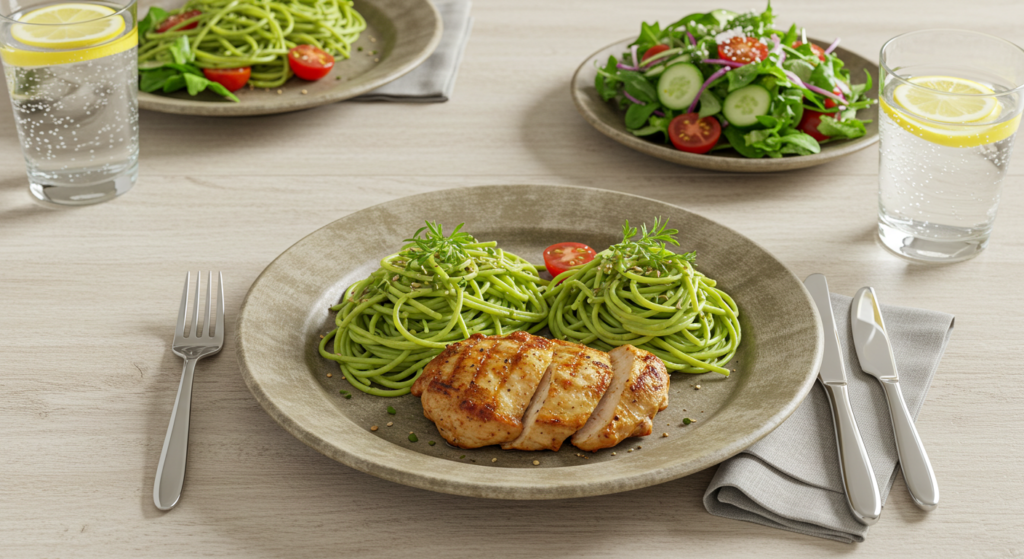 Green Spaghetti Dinner Plate