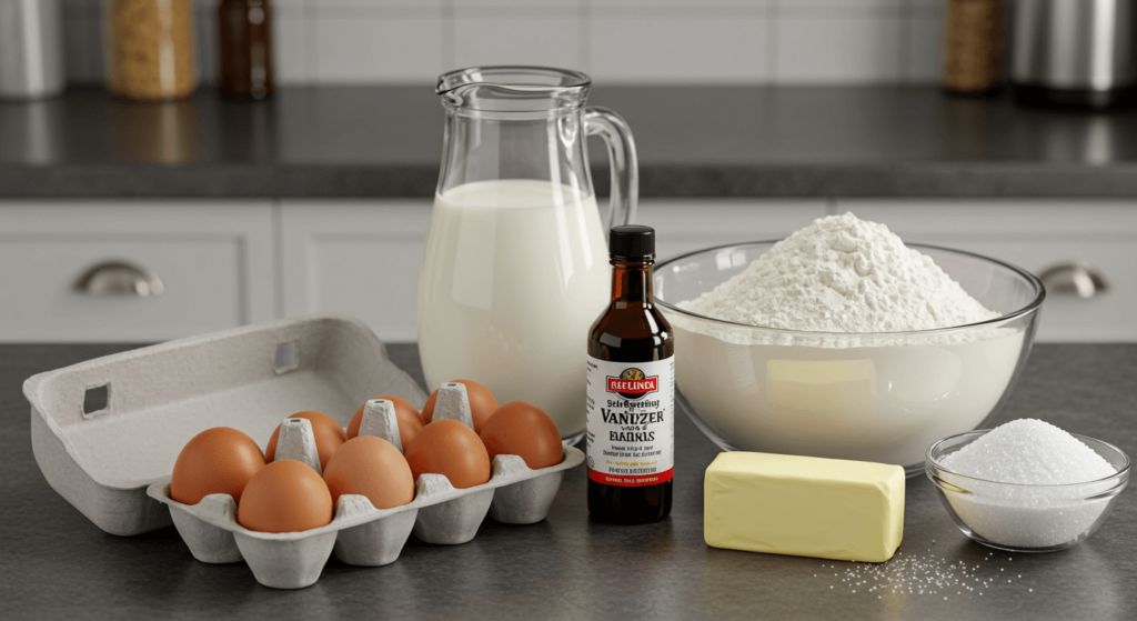 close-up for Essential Ingredients for Vanilla Sponge Cake