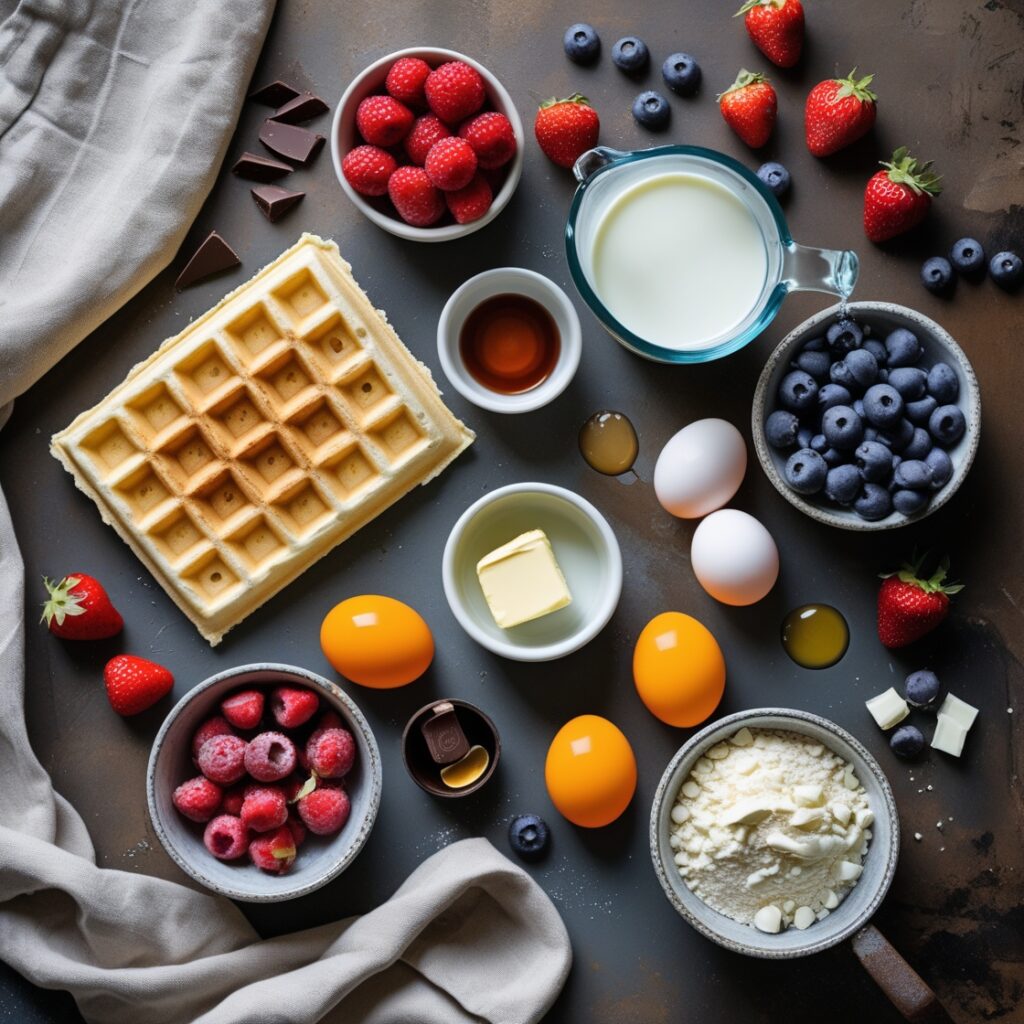 Ingredients for a Bisquick waffle recipe