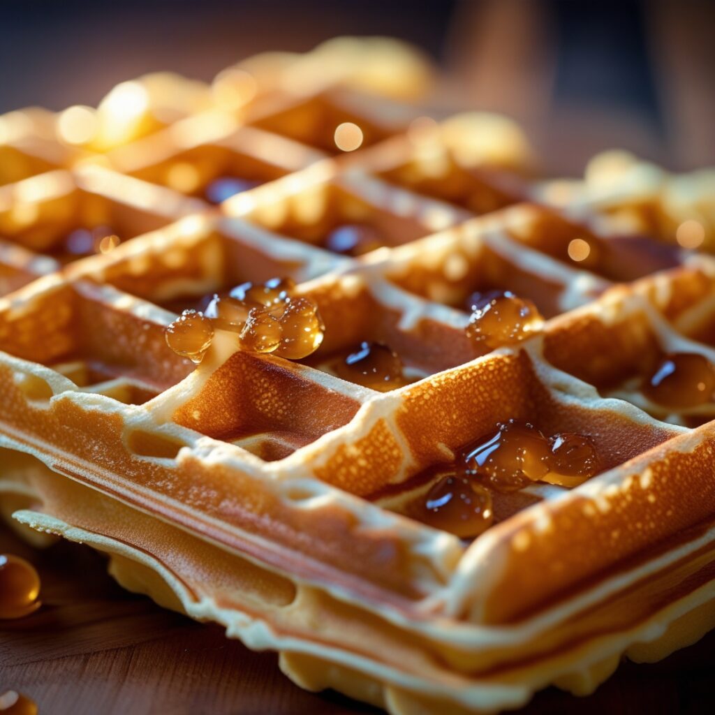 A Liege style Bisquick waffle with caramelized sugar