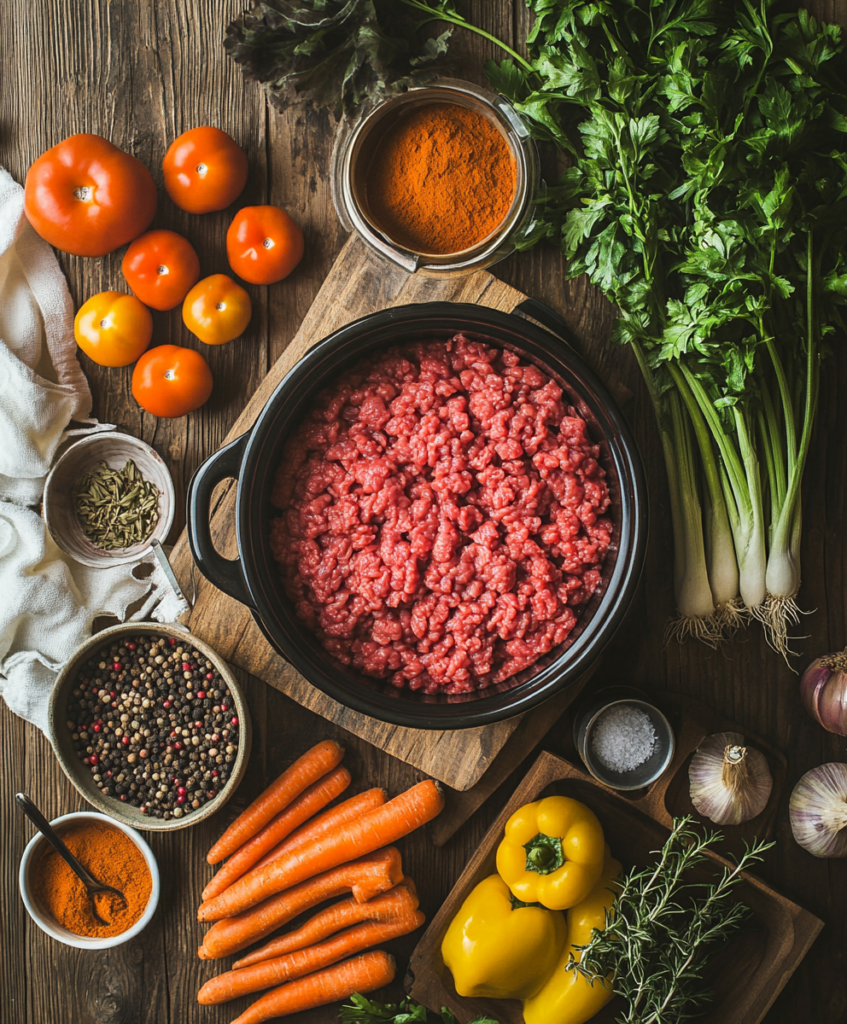 Ingredients for ground beef crock pot recipes