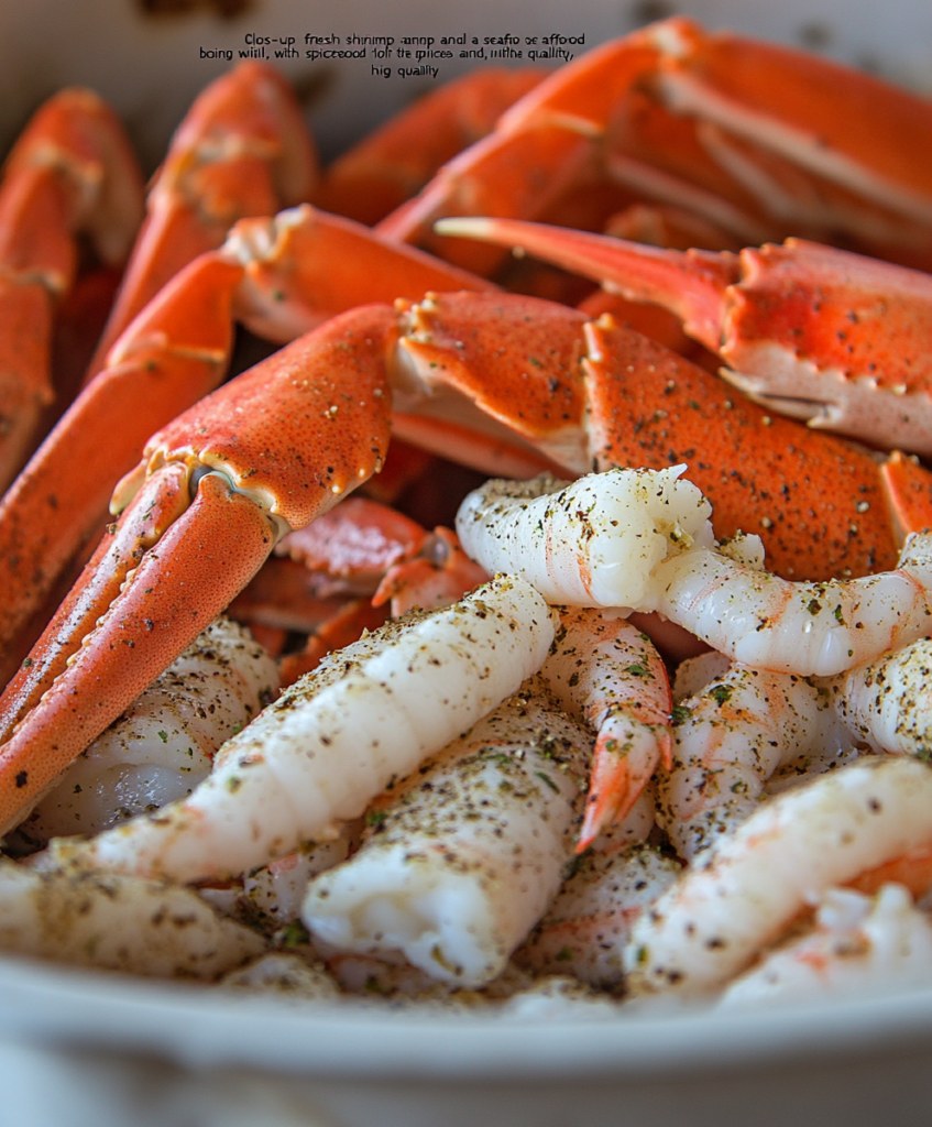 Fresh shrimp and crab ready for seafood boil recipe .