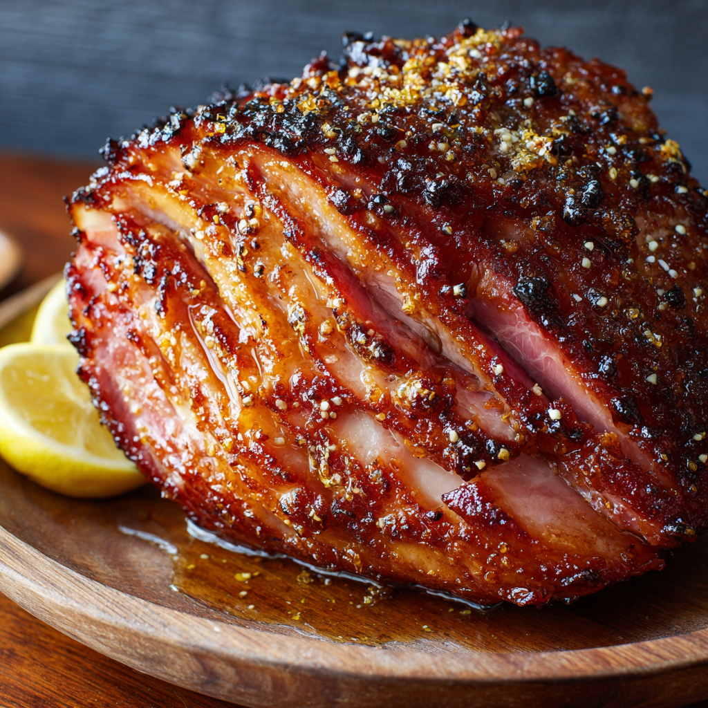 Close-up the Slow Cooker Honey-Glazed Ham