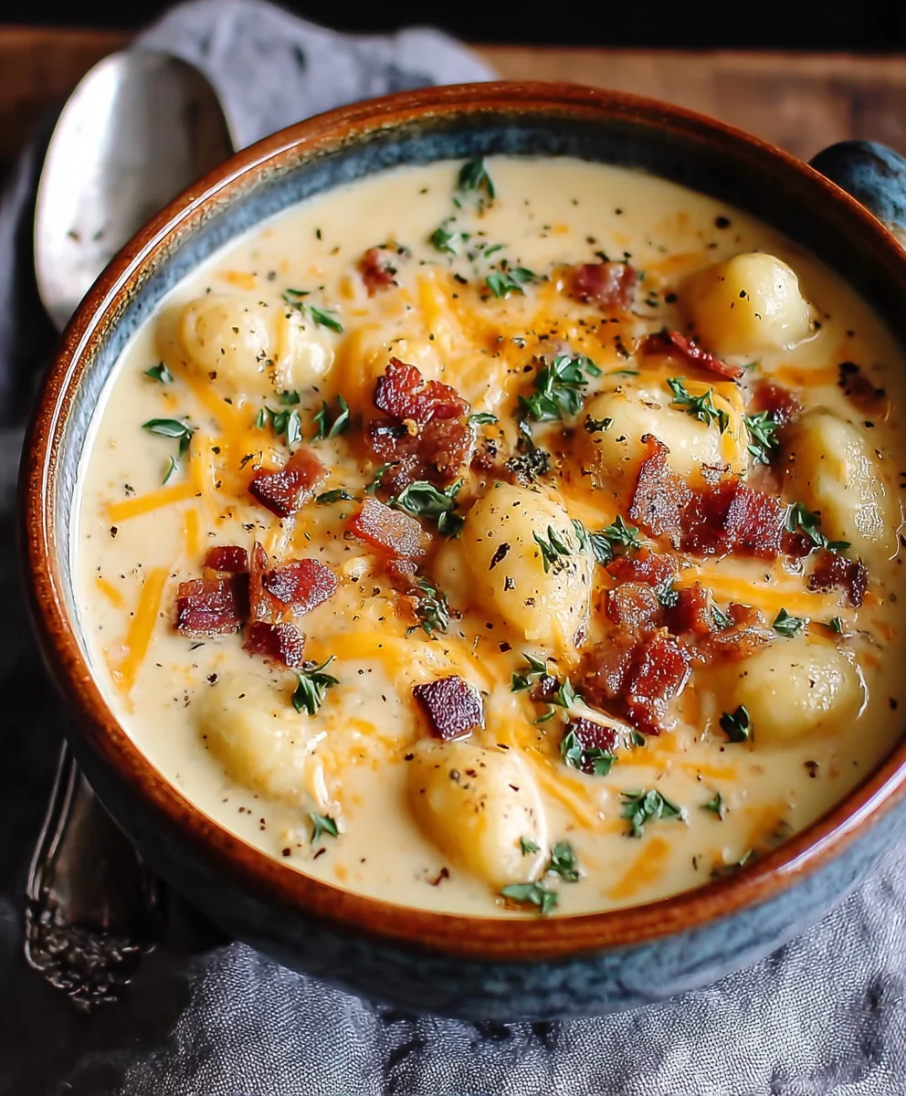 Beef Beef Bacon Cheddar Gnocchi Soup - Easy Comfort Food