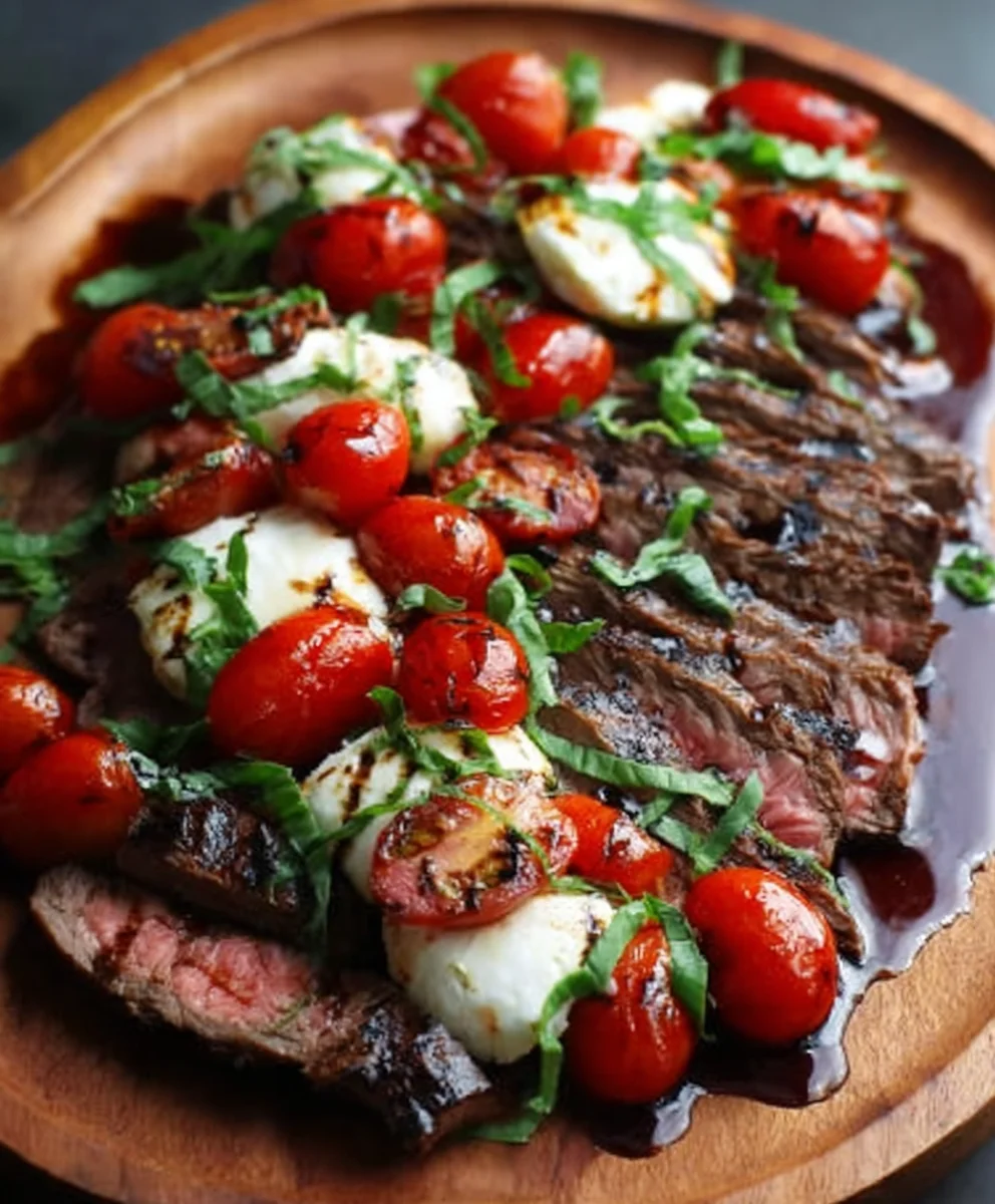 Balsamic Grilled Beef Steak Caprese - Easy Dinner