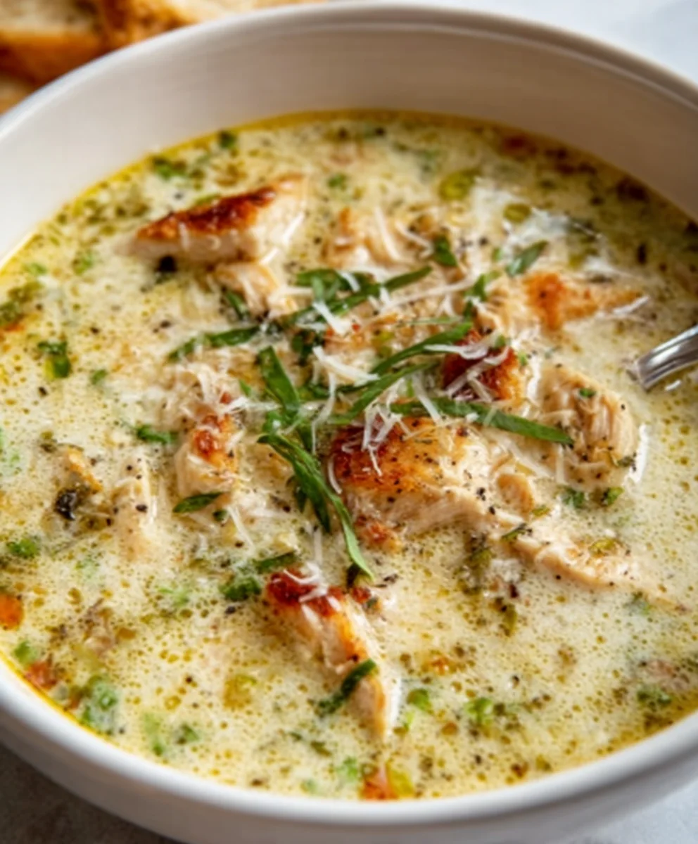 Garlic Parmesan Chicken Soup Creamy Comfort Food
