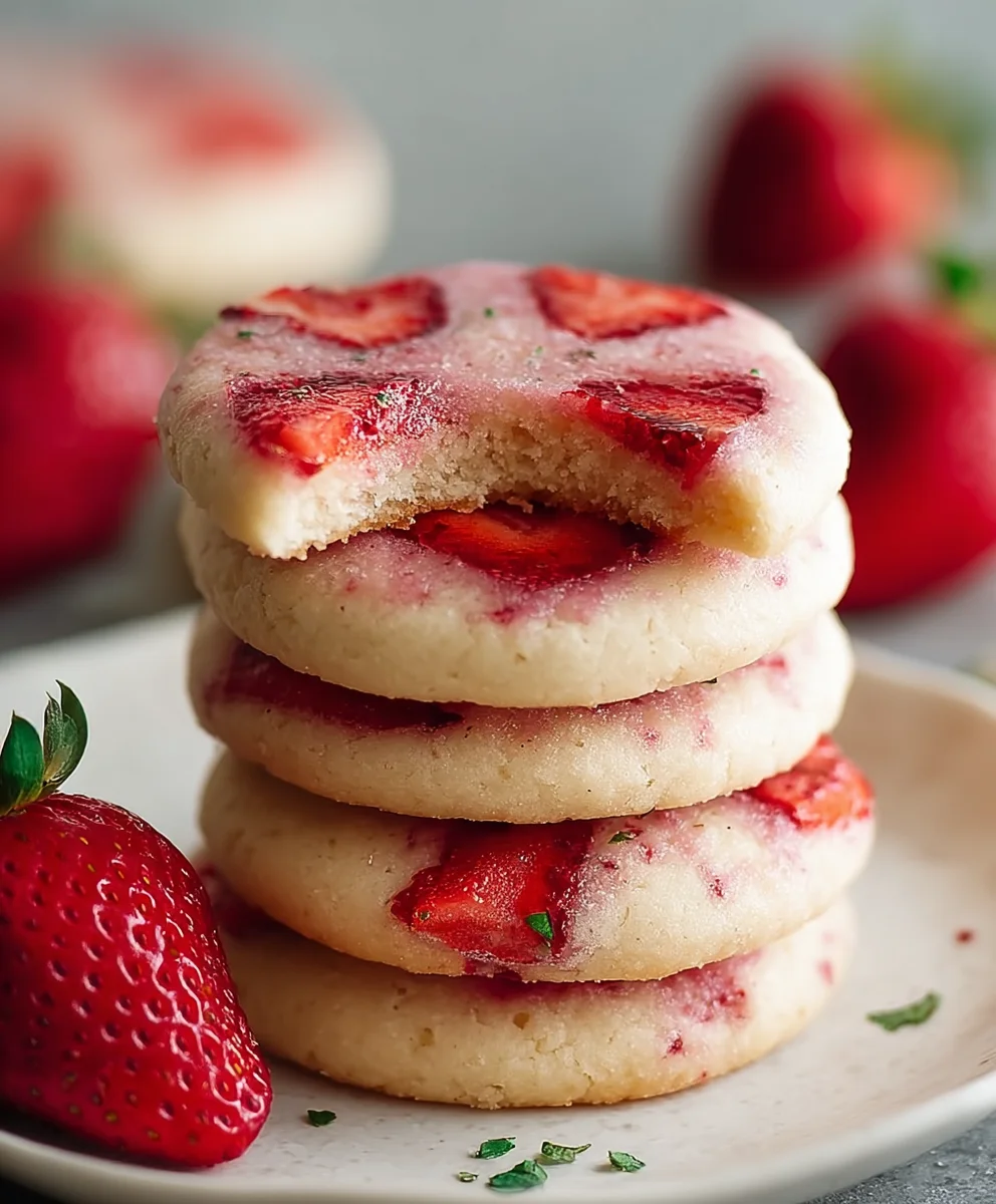 Easy Strawberry Shortbread Cookies- Sweet Bites
