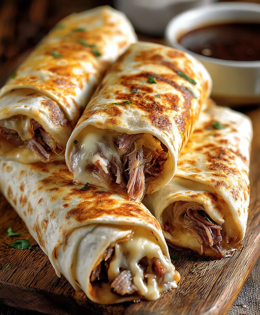 French Dip Tortilla Roll Ups - Easy Appetizer Recipe