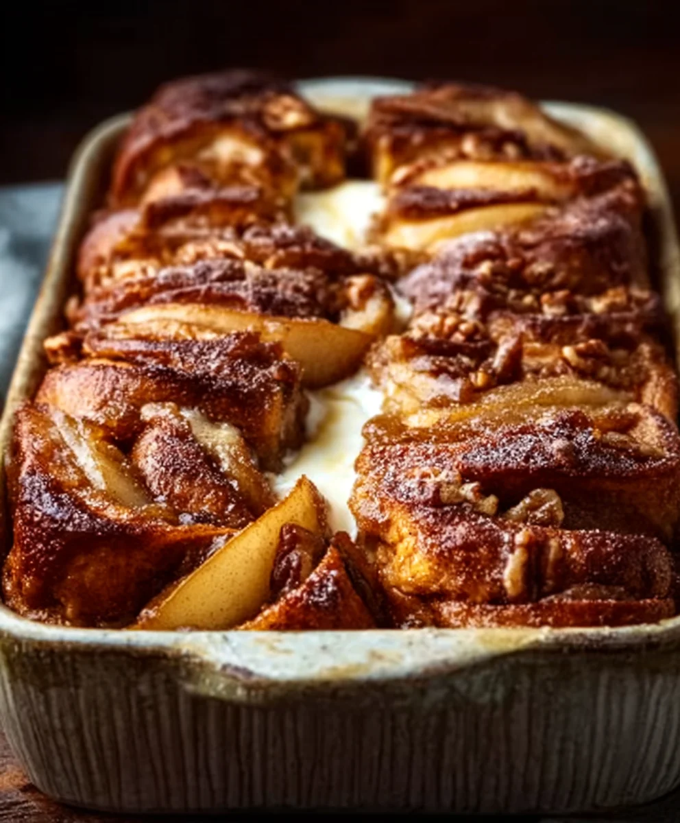 Apple Pear Pecan Challah French Toast Bake