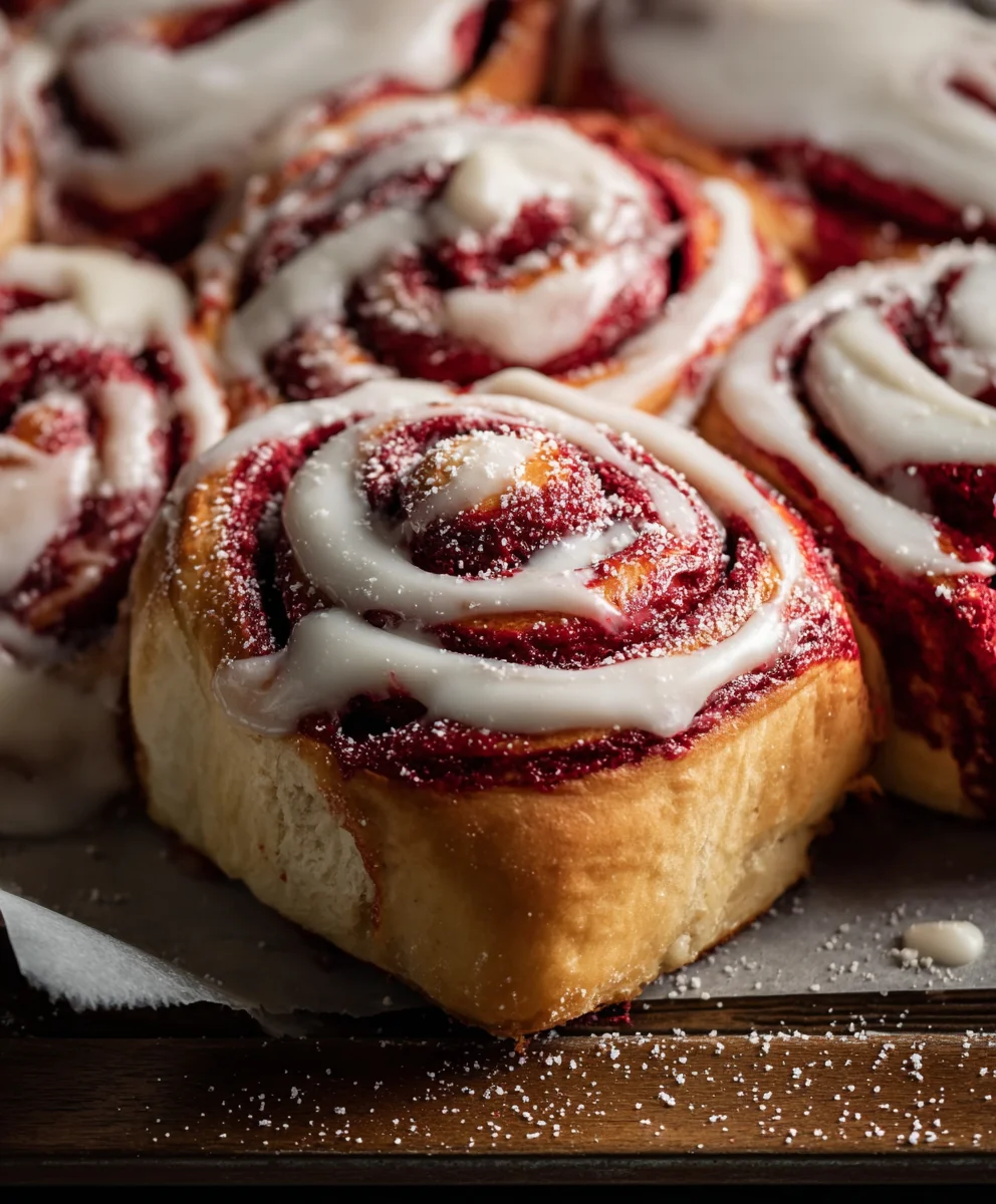 Red Velvet Cinnamon Rolls - Christmas Morning Treat