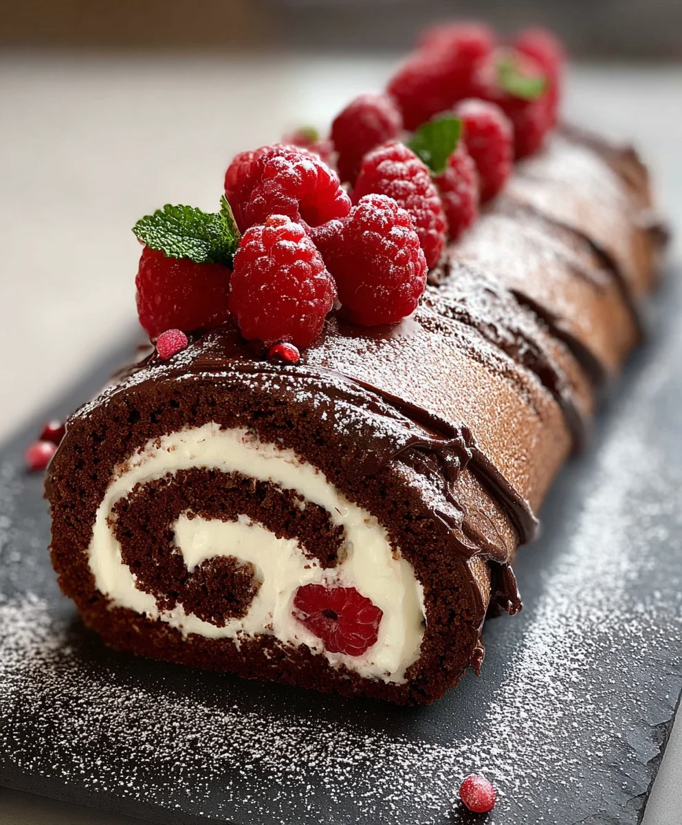 Decadent Chocolate Raspberry Swiss Roll Recipe