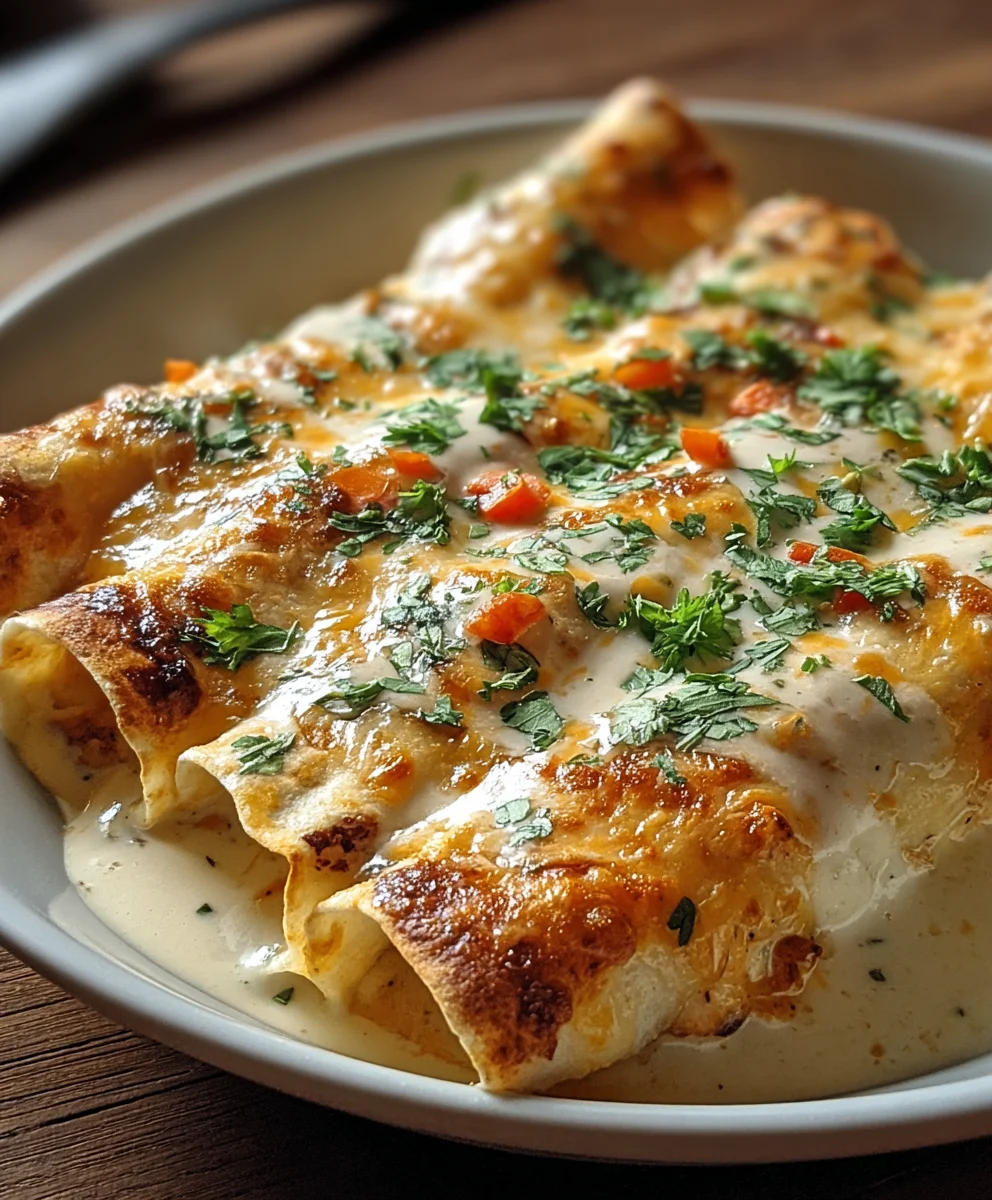 Easy Chicken Enchiladas-Creamy White Sauce Recipe