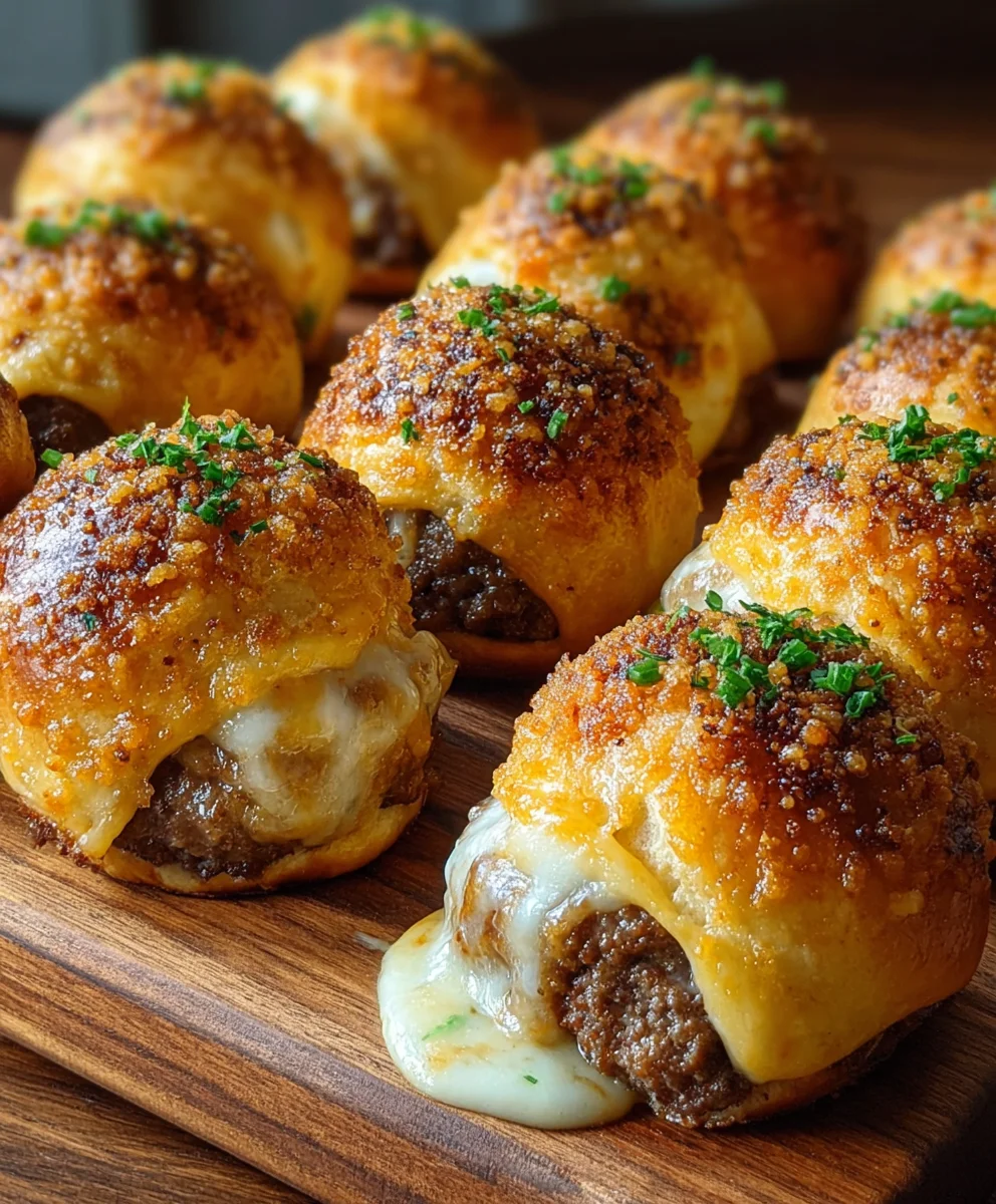 Garlic Parmesan Cheeseburger Bombs-Easy Appetizer