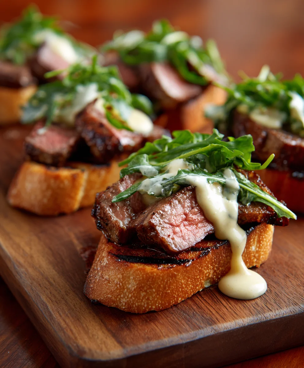 Grilled Beef Tenderloin Crostini-Béarnaise Sauce