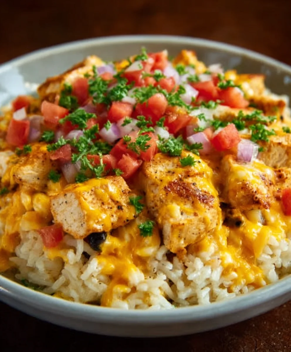 One-Pot Cheesy Chicken Rice - Creamy Southwest Bliss