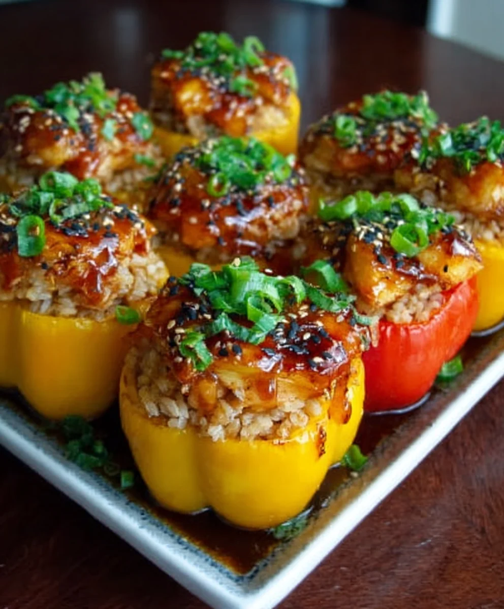 Teriyaki Pineapple Chicken Stuffed Peppers Recipe