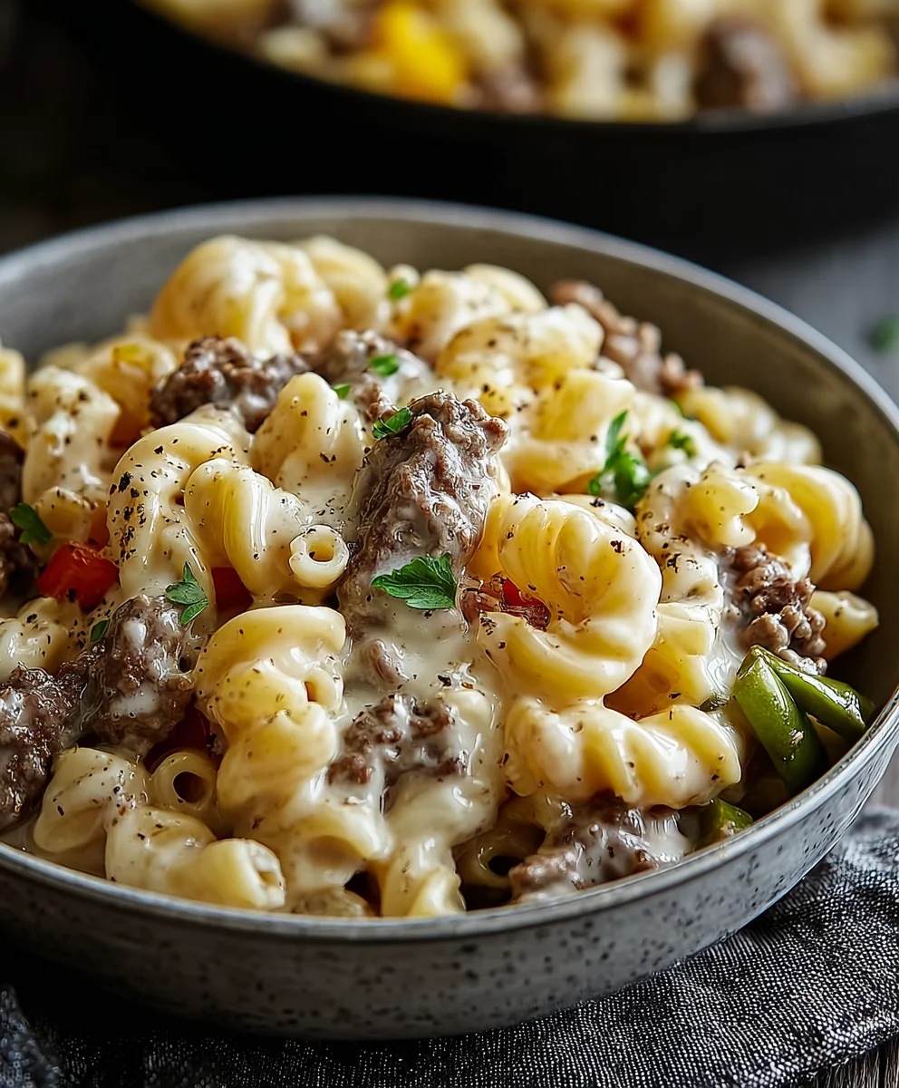 High-Protein Cheesesteak Mac & Cheese Recipe
